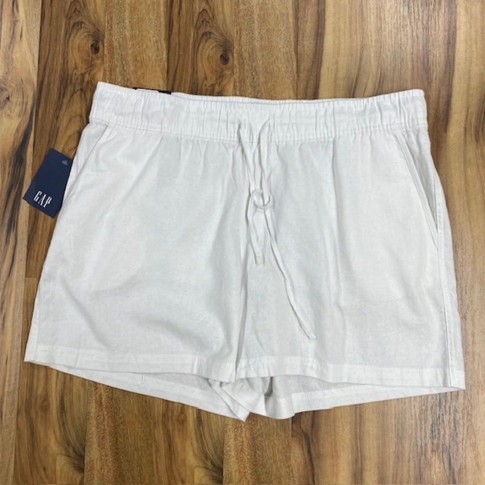 GAP Linen Pull On Shorts‎ Womens XL White Casual Summer Beach Drawstring
